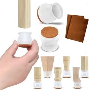 16 Furniture Chair Leg Floor Protectors Sliders + 2 Self-Adhesive Felt Sheets